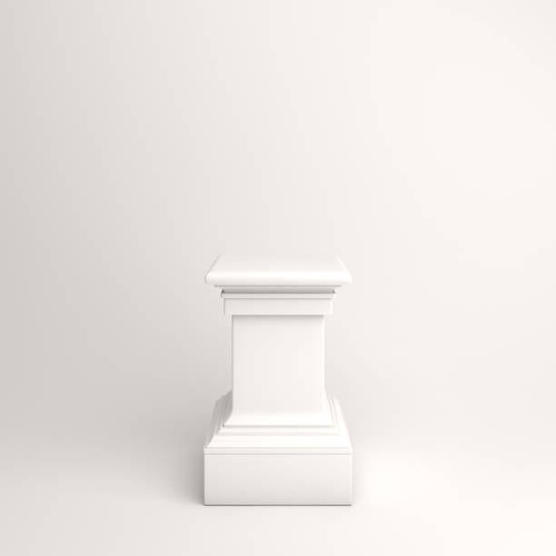 Winter abstract podium column design creative concept product display mock up on white background.