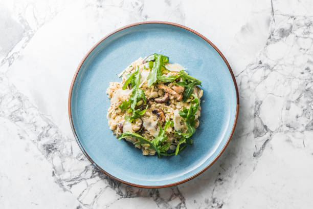 Risotto, Farro, Romano Cheese, Vegetarian Food, Black Truffle