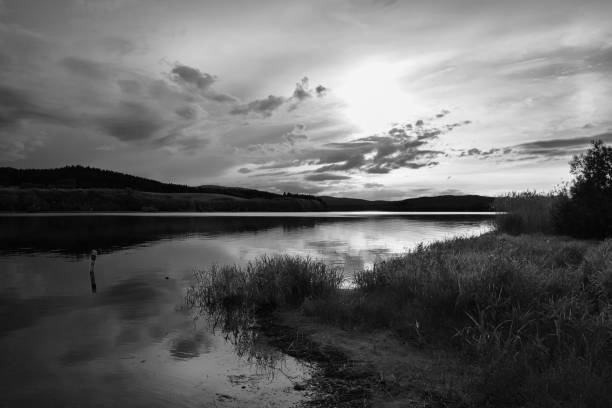 istock Lipno Dam , Czech Republic, Sunset Black and White 1184353610