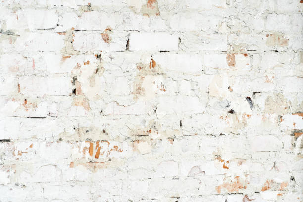 istock Background of a white brick wall with stucco, texture. 1184355306