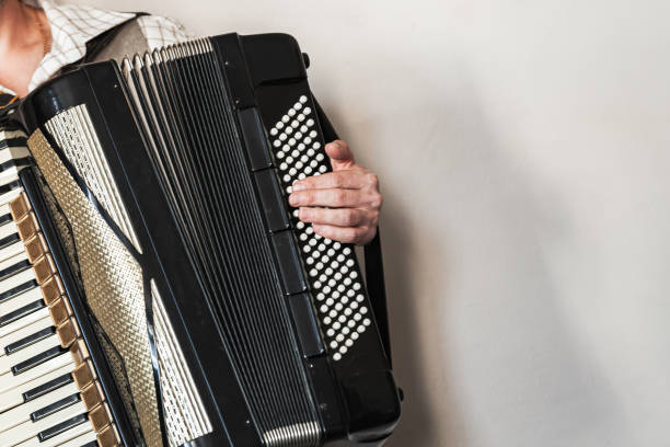 istock Accordionist plays vintage accordion 1184355678