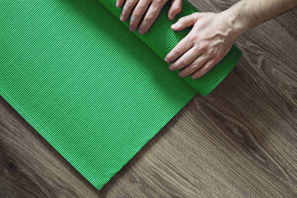 istock Mat for practicing yoga on the floor. Healthy lifestyle. 1184361155