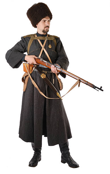 istock Russian Cossack with a rifle. The living history. 118436373