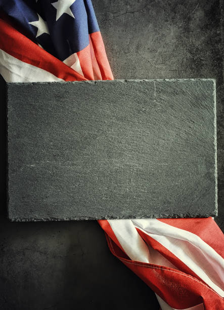 istock American flag on a black background. Space for text. 1184364311
