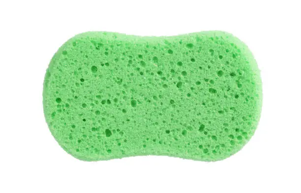 Sponge isolated, used for cleaning, filled with air bubbles
