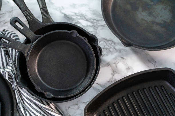 istock Variety of cast iron frying pans 1184369007