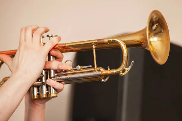 Photo of Trumpet in trumpeter hands