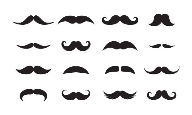 illustrations, cliparts, dessins animés et icônes de hommes moustache styles icônes vector noir ensemble - manipulation des couleurs
