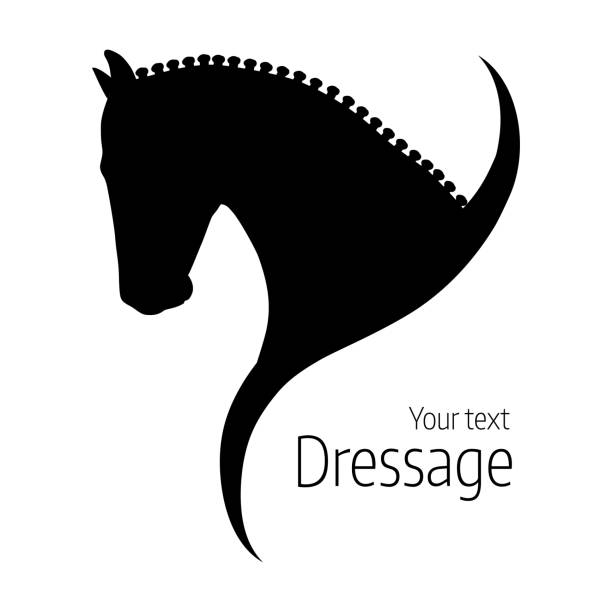 логотип ручной обращается черный вектор одежды силуэт лошади. - horse sign black vector stock illustrations