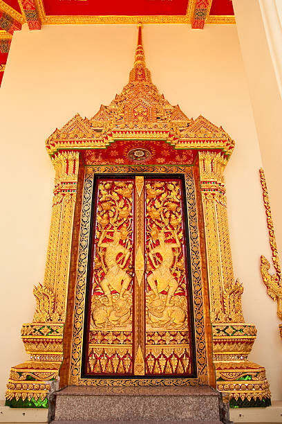 istock Traditional Thai style chruch door 118437986