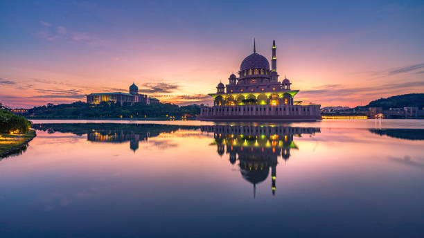 istock Floating mosque during blue hour and sunrise 1184381941