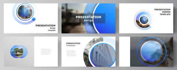 The minimalistic abstract vector illustration of the editable layout of the presentation slides design business templates. Creative modern blue background with circles and round shapes. The minimalistic abstract vector illustration of the editable layout of the presentation slides design business templates. Creative modern blue background with circles and round shapes blue powerpoint template stock illustrations