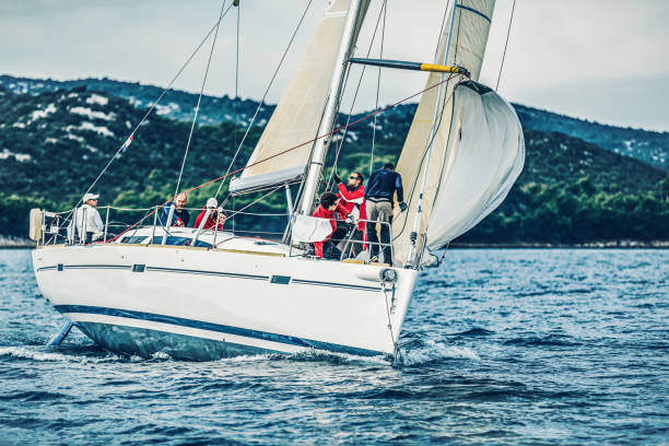 istock Sailing crew on sailboat on regatta 1184382899