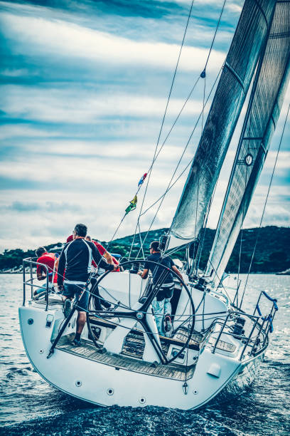 istock Sailing crew on sailboat on regatta 1184383516