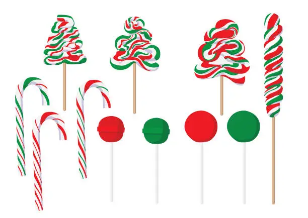 Vector illustration of candies lollipop colorful christmas and isolated design on white background illustration vector