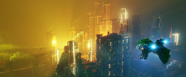 istock Technological digital background consisting of a futuristic city 1184384416