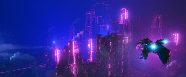 istock Technological digital background consisting of a futuristic city 1184384419