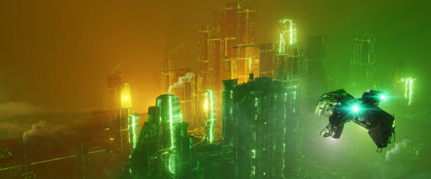 istock Technological digital background consisting of a futuristic city 1184384433