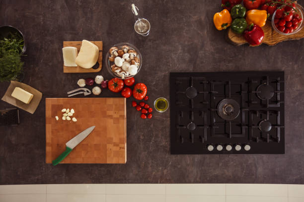 istock Flat lay of ingredients ready to be made into a meal lying on a kitchen counter 1184387131