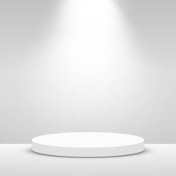 istock Stage Podium Scene for Award Ceremony illuminated with spotlight. Award ceremony concept. Stage backdrop. 1184387312