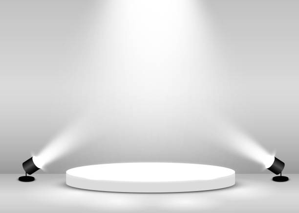 Stage Podium Scene For Award Ceremony Illuminated With Spotlight Award  Ceremony Concept Stage Backdrop Stock Illustration - Download Image Now -  iStock