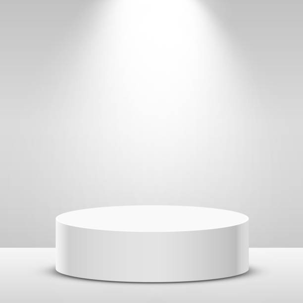 istock Stage Podium Scene for Award Ceremony illuminated with spotlight. Award ceremony concept. Stage backdrop. 1184387377