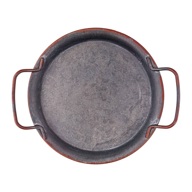 istock Metal empty tray with handles top view isolated 1184387793