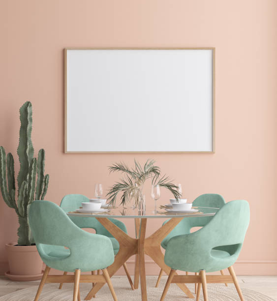 istock Wall, poster mock up in dining room, minimalist interior 1184388372