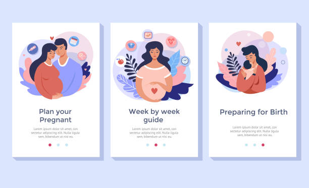 Pregnancy and maternity. Pregnancy and maternity  concept illustration set, perfect for banner, mobile app, landing page family planning together stock illustrations