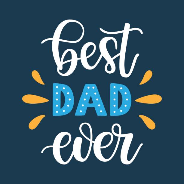 Best Dad ever slogan veсtor illustration. Festive colorful hand drawn celebration quote isolated on blue background. Father's day lettering calligraphy for poster, card, banner, print, cup, t-shirt Best Dad ever slogan veсtor illustration. Festive colorful hand drawn celebration quote isolated on blue background. Father's day lettering calligraphy for poster, card, banner, print, cup, t-shirt best dad ever stock illustrations