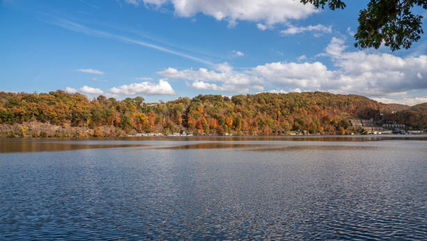 istock Fall colors on Cheat Lake in Morgantown West Virginia 1184395077
