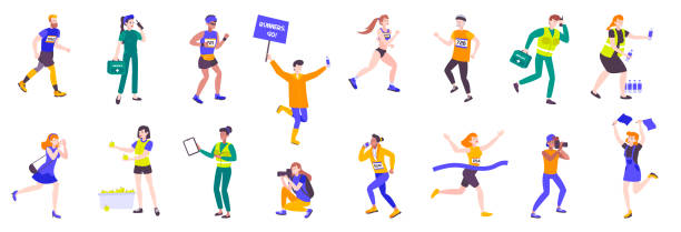 zestaw biegaczy maratonów sportowych - 2999 stock illustrations