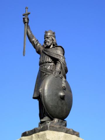 King Alfred The Great's statue designed by Hamo Thornycroft and erected in 1899 stands at the eastern  end of the Broadway in Winchester England