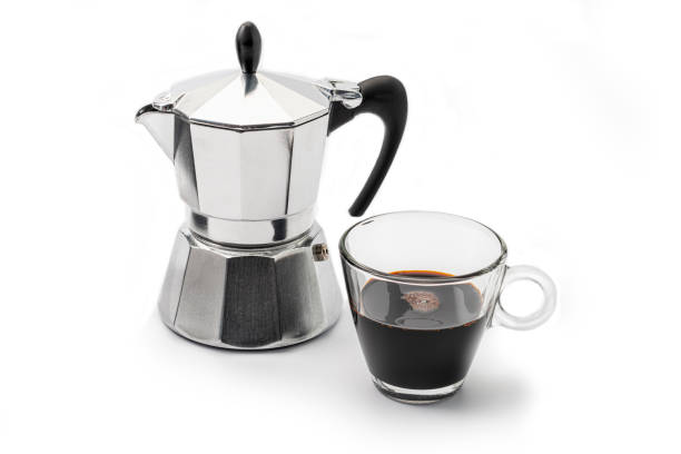 istock Moka coffee pot and espresso glass 1184412958