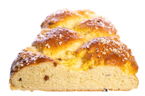 Sweet baked food: Typical traditional Austria:  cutted fresh Allerheiligen Strieztel with raising isolated on white background