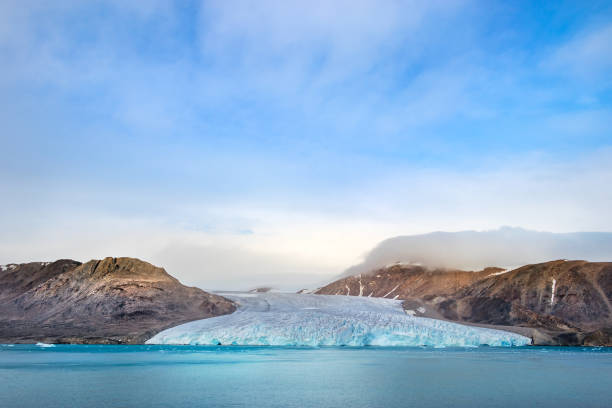 Edge of the glacier in Fitzroy Fjord, Devon Island, Nunavut, Northern Canada stock photo