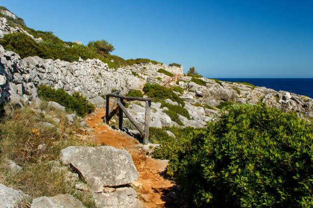 Coastal Path for Cipolliane caves and Ciolo bridge, Gagliano del Capo, Puglia, Italy