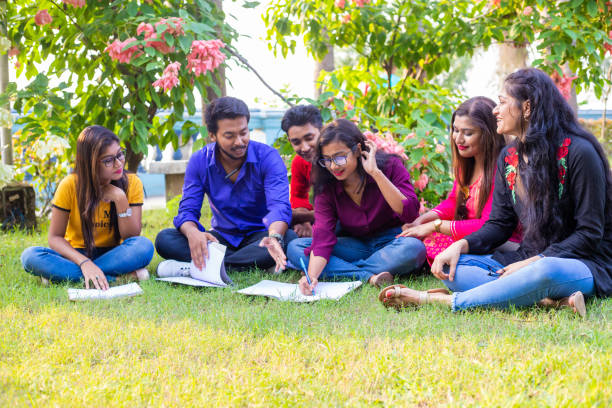 istock Group of College Student studying in a city park 1184416184