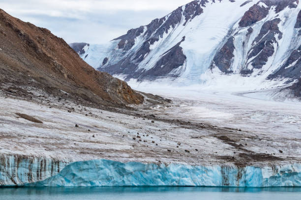 detalhe da borda de uma geleira no console de ellesmere, parte da região de qikiqtaaluk no território canadense de nunavut - ellesmere island - fotografias e filmes do acervo