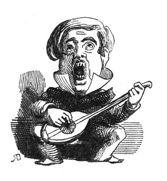 ilustrações, clipart, desenhos animados e ícones de ilustrações comic britânicas das caricaturas dos desenhos animados da sátira - homem que squating com instrumento largo aberto da corda aberta da boca - musical instrument string illustrations