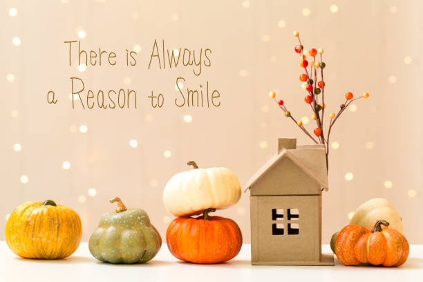 istock There is always a reason to smile message with pumpkins with a h 1184421562