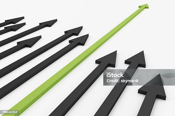 3d Render Of Arrows Pointing In One Direction Stock Photo - Download Image Now - Growth, Speed, Abstract