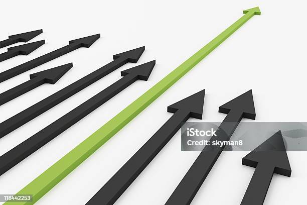 Ilustração 3d De Setas A Apontar Numa Única Direcção - Fotografias de stock e mais imagens de Crescimento