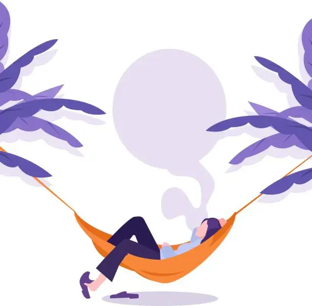 Vector illustration of illustration of a person sleeping in a hammock
