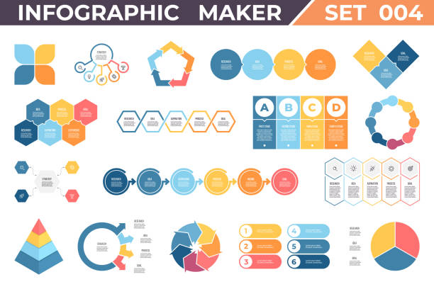 business-infografiken. diagramme mit 3, 4, 5, 6, 7, 8 schritten, optionen, abschnitten. vektorvorlage. - pyramide sammlung stock-grafiken, -clipart, -cartoons und -symbole