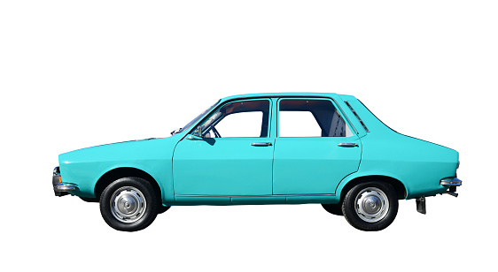 vintage romanian blue car isolated over white background
