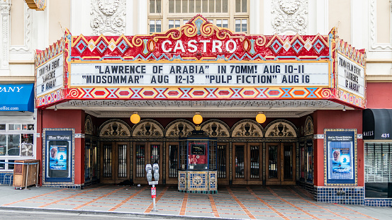 San Francisco, California, USA - August 2019: View of the Castro Theatre on Castro Street in San Francisco.