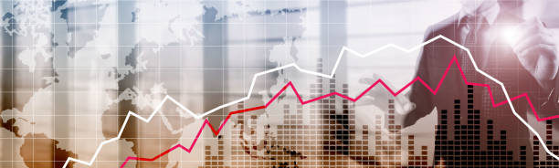 istock Red and White Stock Market Graph. Web header or banner. 1184450921
