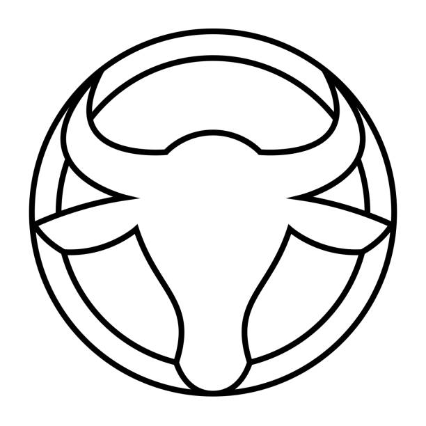 głowa byka - taurus bull minotaur cow stock illustrations