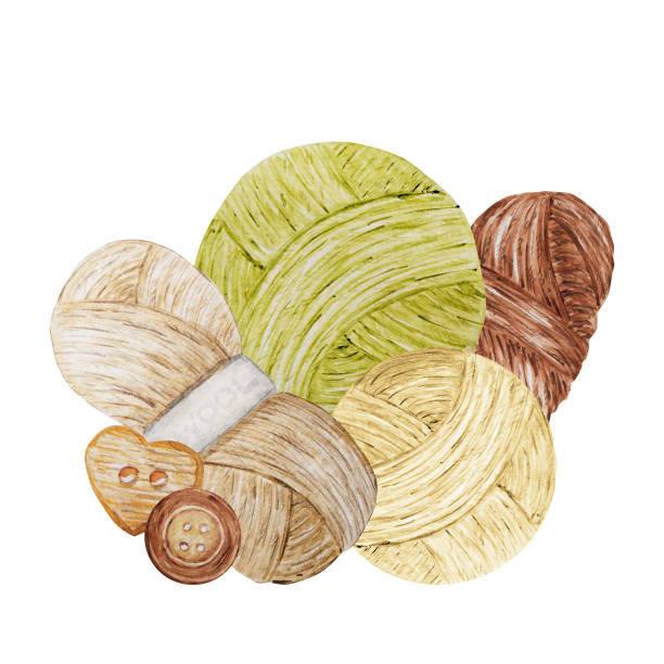 istock Green brown Knitting Shop Logotype, Branding, Avatar - composition of needles, yarns, button. For knit crafts, hobby Logo. Illustration for handmade or Knitting with Ball of yarn icons, Needlework 1184453083